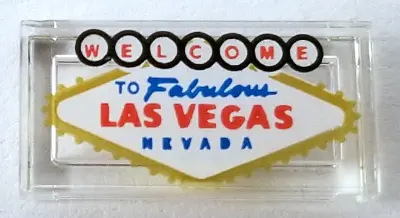Trans-Clear Tile 1 x 2 with 'WELCOME TO Fabulous LAS VEGAS NEVADA' Pattern