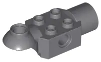 Dark Bluish Gray Technic, Brick Modified 2 x 2 with Pin Hole, Rotation Joint Ball Half Horizontal, a