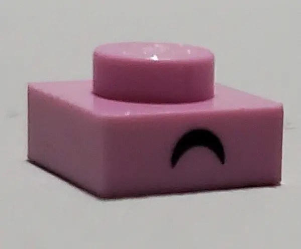 Bright Pink Plate 1 x 1 with Black Curved Eyebrow Pattern