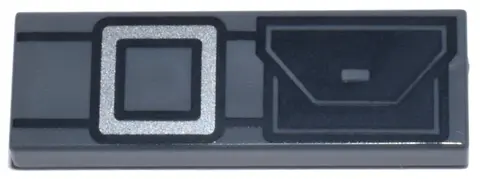 Dark Bluish Gray Tile 1 x 3 with Belt with Silver Buckle and Black Pouch Pattern (BrickHeadz Princes