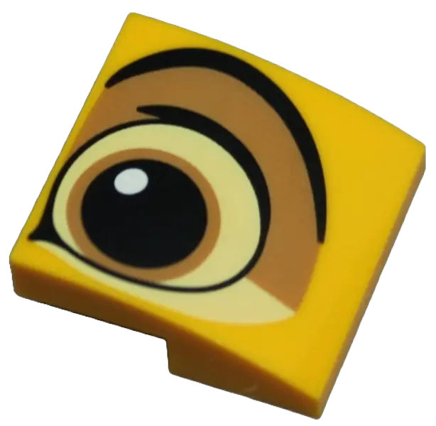 Bright Light Orange Slope, Curved 2 x 2 x 2/3 with Black, Bright Light Yellow and Medium Nougat Eye 
