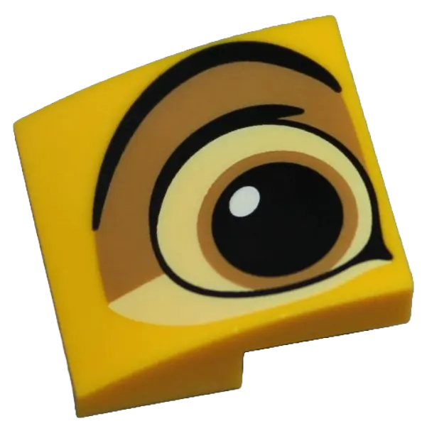 Bright Light Orange Slope, Curved 2 x 2 x 2/3 with Black, Bright Light Yellow and Medium Nougat Eye 