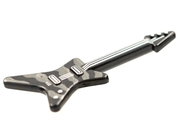 Black Minifigure, Utensil Musical Instrument, Guitar Electric 'ML' Type with Pearl Dark Gray Zebra S