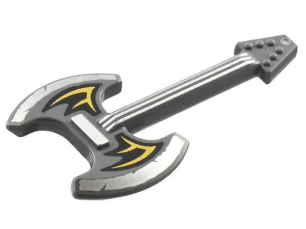 Dark Bluish Gray Minifigure, Utensil Musical Instrument, Guitar Electric Axe with Silver Blades and 