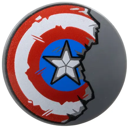 Dark Bluish Gray Minifigure, Shield Circular / Round Convex Face with Red and White Concentric Rings