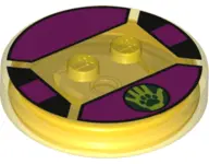 Trans-Yellow Dimensions Toy Tag 4 x 4 x 2/3 with 2 Studs and Trans-Orange Bottom with Paw Print and 