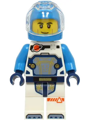 Astronaut - Male, White Spacesuit with Dark Azure Arms, Dark Azure Helmet, Trans-Clear Visor, Smirk