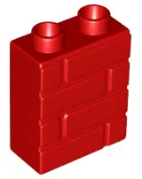 Red Duplo, Brick 1 x 2 x 2 with Masonry Profile