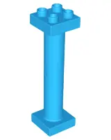 Dark Azure Duplo Support Column 2 x 2 x 6 Round with Open Latticed Back