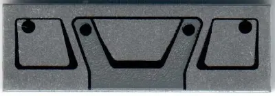 Metallic Silver Tile 1 x 3 with Black Truck Grille Frame Pattern