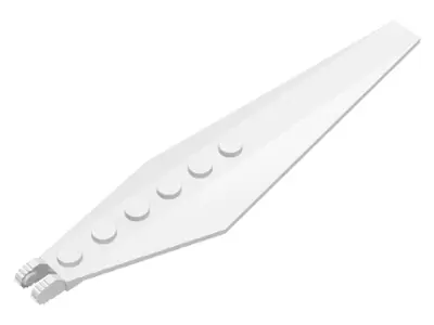 White Hinge Plate 3 x 12 with Angled Side Extensions and Tapered Ends