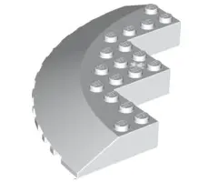 White Brick, Round Corner 10 x 10 with Slope 33 Edge, Axle Hole, Facet Cutout