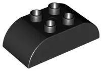 Black Duplo, Brick 2 x 4 Slope Curved Double