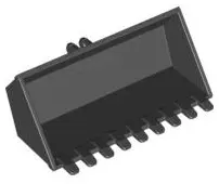 Black Vehicle, Digger Bucket 9 Teeth 4 x 8, Flat Inside with Locking 2 Finger Hinge
