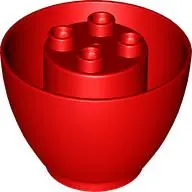 Red Duplo, Brick Round 4 x 4 x 2 1/2 Dome Bottom with 2 x 2 Studs