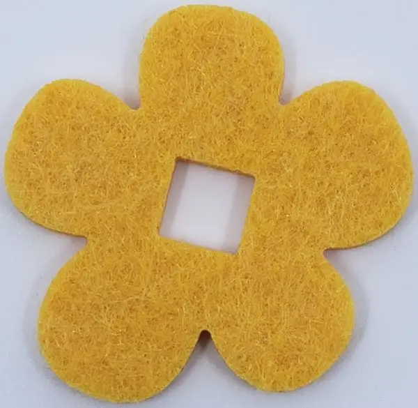 Bright Light Orange Felt Fabric 5 1/2 x 5 1/2 Flower Thick with Square Hole