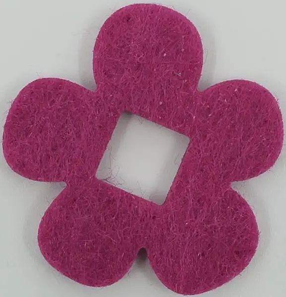 Magenta Felt Fabric 4 x 4 Flower Thick with Square Hole