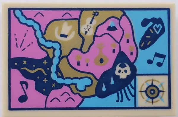 Tan Tile 2 x 3 with Trolls World Tour Map Pattern