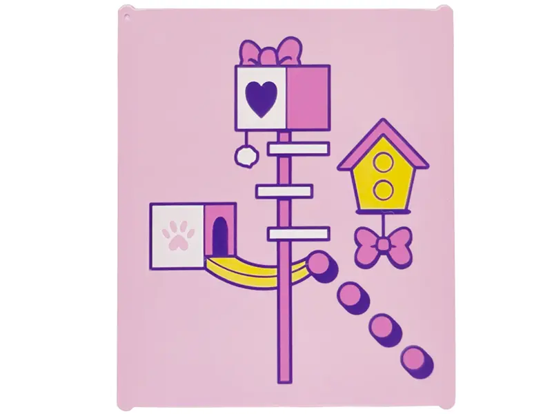 Pink Glass for Window 1 x 6 x 6 Flat Front with Dark Pink, Dark Purple, Yellow and White Pet Houses,