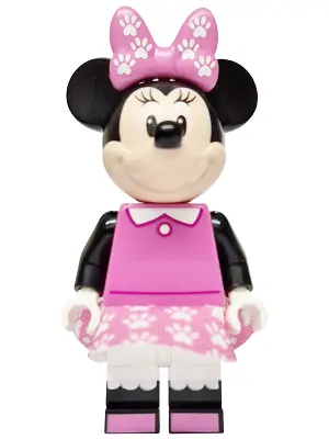 Mouse - Dark Pink Top, Dress and Bow with Paw Prints