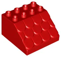 Red Duplo, Brick 4 x 4 x 2 Slope with Shingles Profile