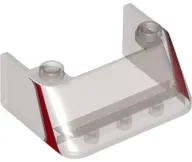 Trans-Brown Windscreen 3 x 4 x 1 1/3 with 2 Studs on Top with Metallic Silver and Red Stripe Pattern