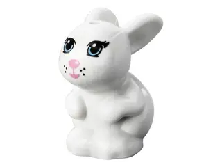 White Bunny / Rabbit, Friends Style, Sitting with Bright Light Blue Eyes, Bright Pink Nose and Mouth