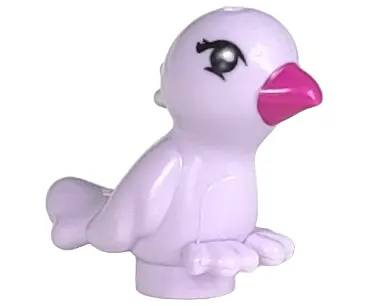 Lavender Bird, Friends Style with Magenta Beak and Black Eyes Pattern (Violet)