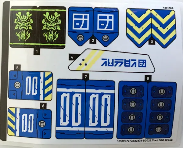 Sticker Sheet for Set 71785 - (10102072/6422676)