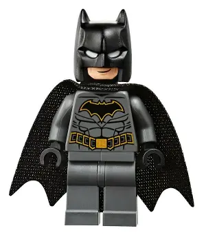 Batman - Dark Bluish Gray Suit with Gold Outline Belt and Crest, Mask and Cape (Type 3 Cowl, Teardro