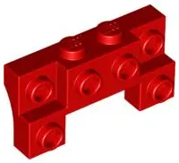 Red Brick, Modified 2 x 4 - 1 x 4 with 2 Recessed Studs and Thick Side Arches