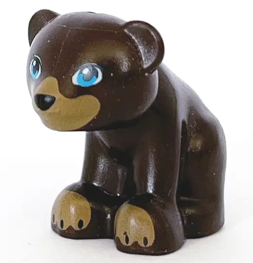 Dark Brown Bear, Friends Style, Baby Cub, Sitting with Black Nose, Dark Azure Eyes and Dark Tan Paws