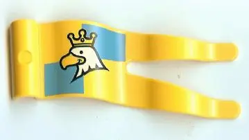 Yellow Duplo Flag Wavy 2 x 5 without Slits with White Eagle with Crown Pattern