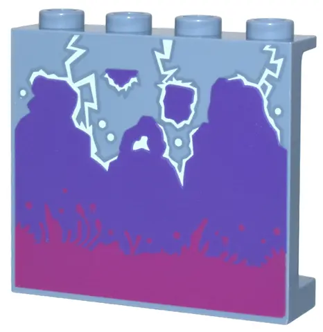 Sand Blue Panel 1 x 4 x 3 with Side Supports - Hollow Studs with Magenta Splashes, Dark Purple Smoke