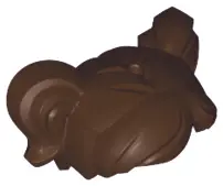 Dark Brown Minifigure, Hair Short, Parted with Two Pigtails, Hole on Top