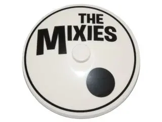 White Dish 4 x 4 Inverted (Radar) with Solid Stud with Black Circle, Dot and 'THE MIXIES' Pattern