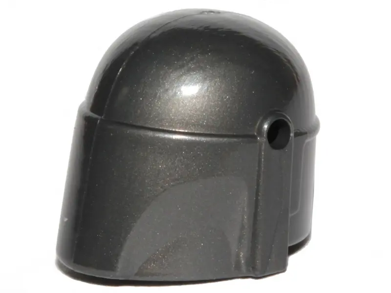 Pearl Dark Gray Minifigure, Headgear Helmet with Holes, SW Mandalorian, Plain