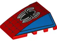Red Wedge 4 x 4 Triple Curved No Studs with Web and Black Spider Pattern