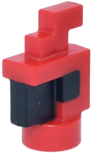 Red Creature Head Pixelated with Molded Black Eyes and Beak Pattern (Minecraft Parrot)