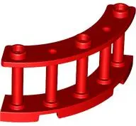 Red Fence 4 x 4 x 2 Quarter Round Spindled with 3 Studs