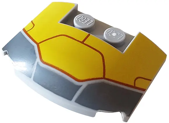 Light Bluish Gray Wedge 3 x 4 x 2/3 Triple Curved with Dark Bluish Gray and Yellow Armor Plates and 