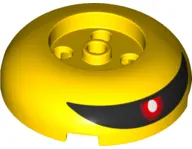 Yellow Brick, Round 4 x 4 Dome Top with 2 x 2 Recessed Center with Red Eye with White Pupil on Black