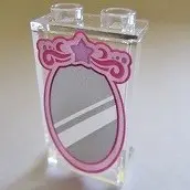 Trans-Clear Panel 1 x 2 x 3 with Side Supports - Hollow Studs with Pink Outline Mirror Pattern (1072