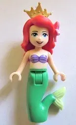 Ariel, Mermaid (Light Nougat) - Medium Lavender Shell Bra Top, Bright Green Tail, Medium Azure Eyes,