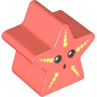 Coral Duplo, Brick 2 x 2 x 2 1/2 Star with Starfish / Sea Star with Black Eyes and Mouth, Bright Lig