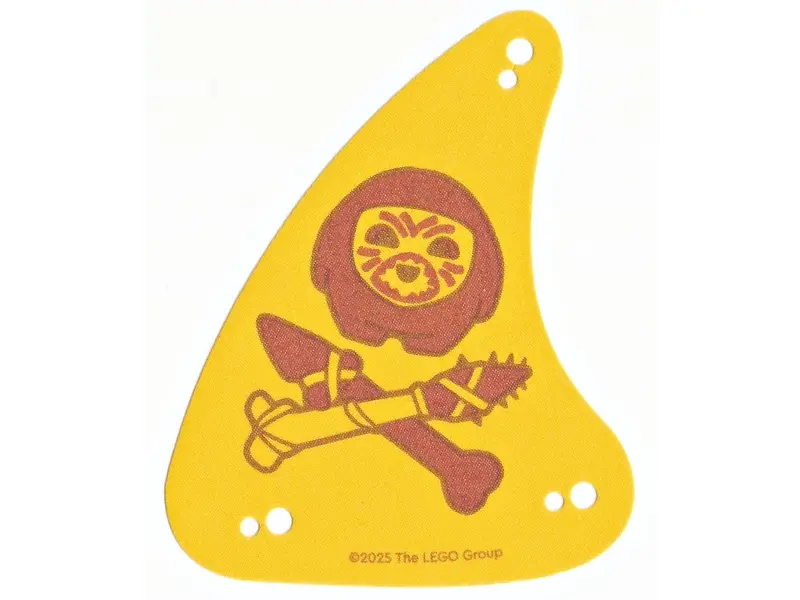 Light Orange Cloth Sail Triangular 8 x 10 with Dark Orange Kakamora Head and Crossed Spears with Red