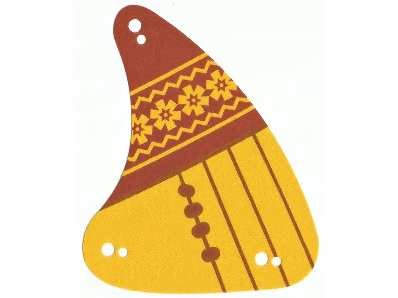 Light Orange Cloth Sail Triangular 8 x 10 with Reddish Brown Lines, Flowers and Zigzags on Dark Oran