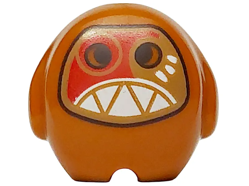 Orange Minifigure, Utensil Pillow Plush Toy with Kakamora with Dark Brown Eyes, Dark Tan and Red Mas