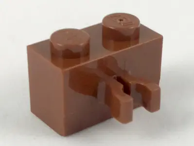 Reddish Brown Brick, Modified 1 x 2 with Clip (Vertical Grip) (Undetermined Type)