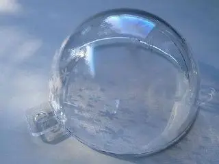 Trans-Clear Cylinder Hemisphere Bauble Half with White Snowflakes Pattern